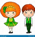 Enfants Irlandais De Danse Dans Des Costumes Traditionnels Illustration ...