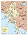 Large detailed political and administrative map of Myanmar with roads ...