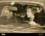 British singer Mal Ryder in the car with a woman, Italy 1970 Stock ...