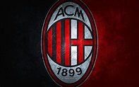 AC Milan, Italian football team, red background, AC Milan logo, grunge ...