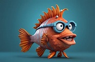 Un pez con gafas y gorra azul. | Foto Premium