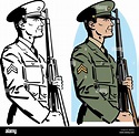 Un dibujo de un soldado del ejército de la era de la Segunda Guerra ...