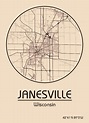 Karte / Map ~ Janesville, Wisconsin - Vereinigte Staaten von Amerika ...