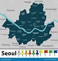 Mapa De Seúl, Corea Del Sur Ilustración del Vector - Ilustración de ...
