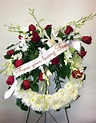 White & Red Standing spray with ribbon - Funeral Flowers http://www ...