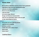 Kleine Aster by Gottfried Benn - Kleine Aster Poem