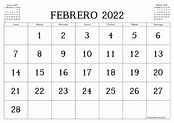 Calendario 2022 Febrero - Calendario Stampabile