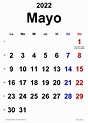 Calendario mayo 2022 en Word, Excel y PDF - Calendarpedia