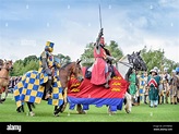Heinrich III. Versammle seine Truppen bei einer Rekonstruktion der ...