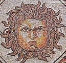 mosaic - Madrid MAN - Roman mosaic from Palencia, detail Medusa 1bs fl ...