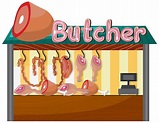 A Butcher Shop on White Background 413836 Vector Art at Vecteezy