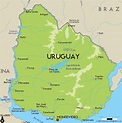 Large physical map of Uruguay with major cities | Uruguay | South ...