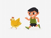 Boy Chasing Chicken, Boy Clipart, Chicken Clipart, Cartoon Boy PNG ...