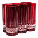 Red Cut Crystal Highball Glasses with Red Base - Set of 6 | Chairish