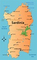 Map of Sardinia. Illustration of the map of the Sardinia, Italy ...