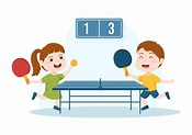 Cute Kids Playing Table Tennis Sports with Racket and Ball of Ping Pong ...
