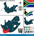 Mappa Della Provincia Del Capo Occidentale, Sudafrica Illustrazione ...