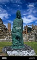 Statue of Saint Cuthbert in Lindisfarne Priory on Holy Island ...