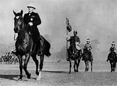 Lord Linlithgow, Viceroy of India, arriving on horseback to take salute ...