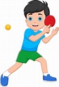 Premium Vector | Boy playing ping pong cartoon