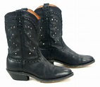 Winchester Black Leather Short Western Cowgirl Boots Silver Studs Women ...