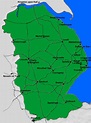 Map of Lincolnshire Wolds - great for holidays on the east coast of the UK