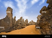 bizarre Felsformationen im Stein Wüste Tassili Maridet, Libyen, Sahara ...