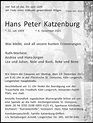 Traueranzeigen von Hans Peter Katzenburg | Aachen gedenkt