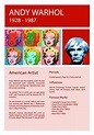 Artist Info Sheet Andy Warhol | Art lessons middle school, Art handouts ...