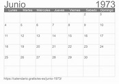 Calendario Junio 1973 de España en español ☑️ Calendario.Gratis