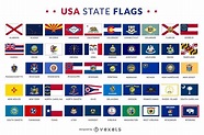 Colección De Banderas Del Estado De Estados Unidos - Descargar Vector