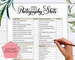 Wedding Photography Checklist Template Wedding Photographer - Etsy ...
