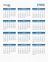 Free 1900 Calendars in PDF, Word, Excel