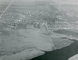 Aerial view of Harvey, North Dakota, 1955. | Aerial view, Aerial, City ...
