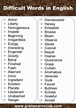 150+ Difficult Words in English - GrammarVocab