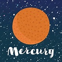 Ilustración de dibujos animados del planeta mercurio en el espacio ...
