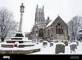 Wrington All Saints Church in the snow. Wrington Somerset, England ...
