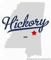 Map of Hickory, MS, Mississippi