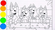 Bluey and His Friends Eat Ice Cream. Coloring Page - YouTube