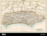 Mapa de Sussex, Inglaterra, 1870. Litografía de color Fotografía de ...