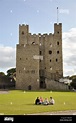 Rochester Castle viewed from Castle Gardens, Rochester, Kent, England ...