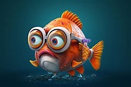 Un pez con gafas que dicen 'pez' en él | Foto Premium