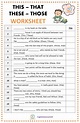 This That These Those Worksheet with Answers | English grammar ...