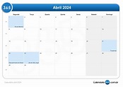 Calendário abril 2024