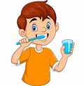 Lindo niño cepillarse los dientes | Vector Premium | Niños cepillandose ...