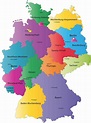 Mapa das regiões da Alemanha: mapa político e de estado da Alemanha