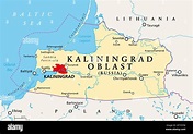 Kaliningrad Oblast, mappa politica. Regione di Kaliningrad, soggetto ...