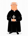 Priest cartoon character, holy father | Premium Vector