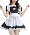 Ekrfxh Womens Maid Costume French Maid Short Sleeve Fancy Dress with ...
