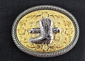 Vintage Western Belt Buckle, Cowboy Boot Belt Buckle